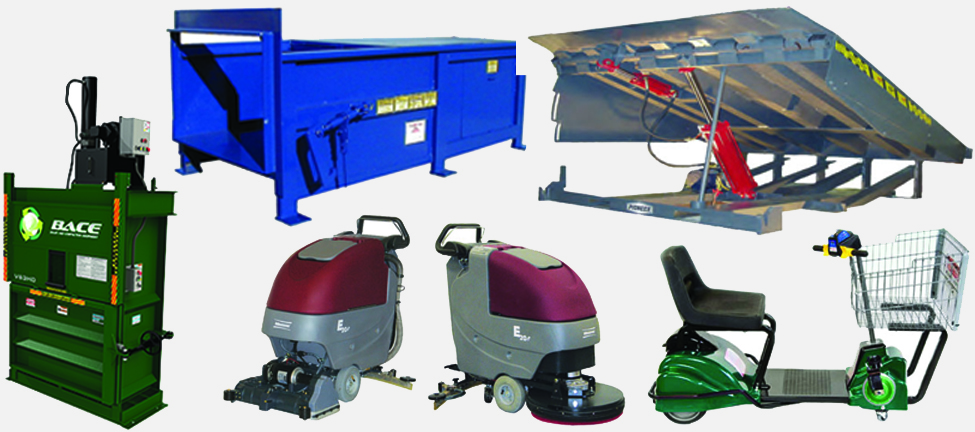 compacter baler dock levelers floor cleaning equipment sweeper scrubber motorized retail shopping cart