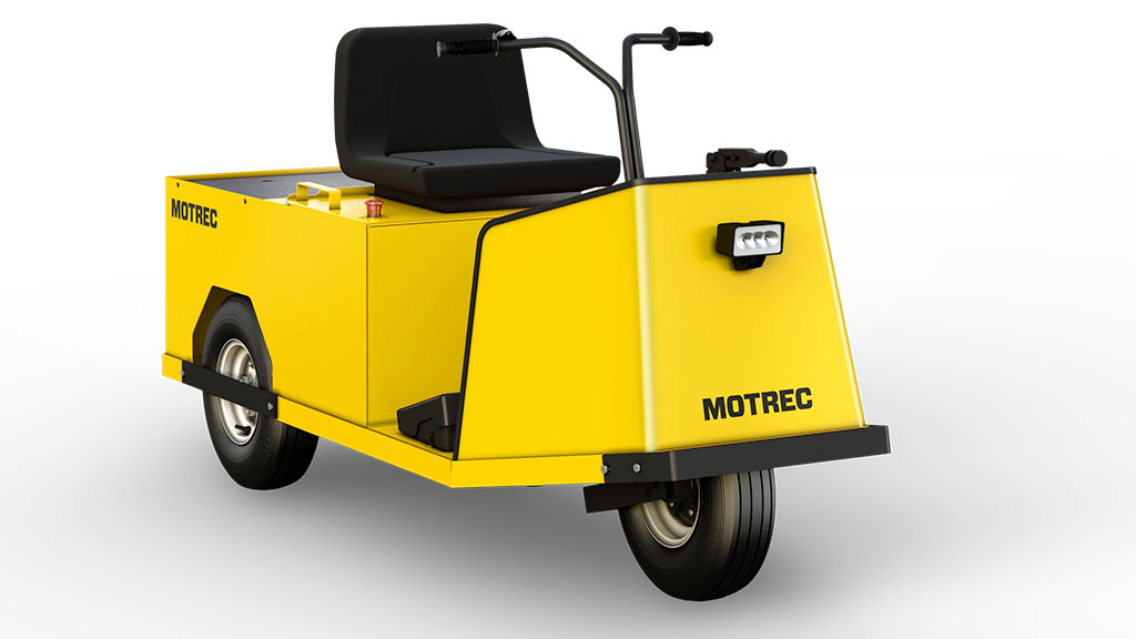 Yellow Motrec MP-240 personnel carrier utility vehicle.