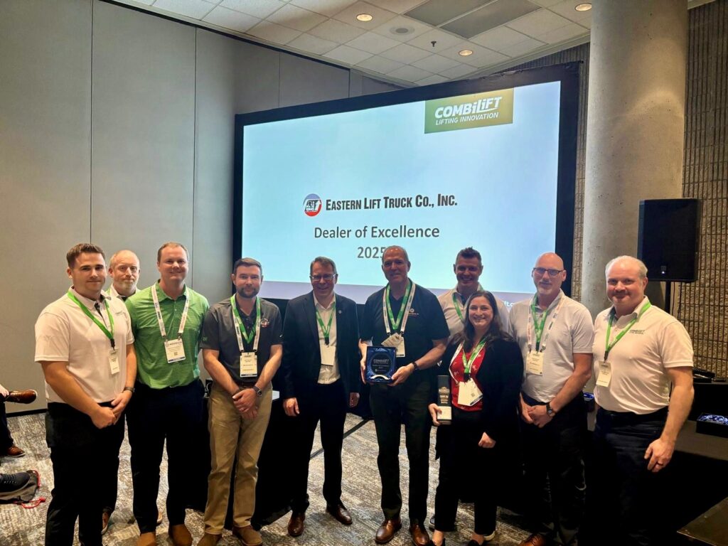 Combilift presents Eastern Lift Truck Co. with its 2025 Dealer of Excellence Award.