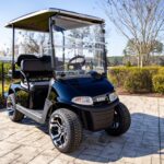 E-Z-Go Golf Cart Front Left View with Custom Wheels