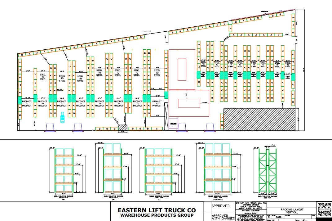 Racking layout from ELT Warehouse Products Group, a division of Eastern Lift Truck Co.