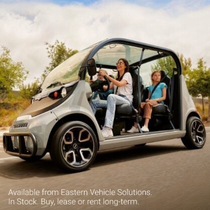 GEM e4 available from Eastern Vehicle Solutions Div. of Eastern Lift Truck Co. Show without optional doors.
